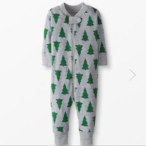 Hanna Andersson, zip sleeper, tannenbaum holiday print, 6-12 m, organic cotton